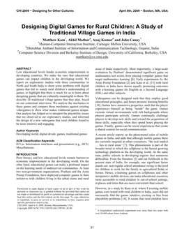 Designing Digital Games for Rural Children: a Study of Traditional