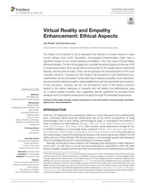 Virtual Reality and Empathy Enhancement: Ethical Aspects