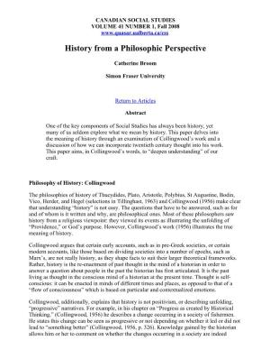 History from a Philosophic Perspective