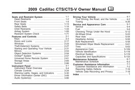 2009 Cadillac CTS Owner Manual