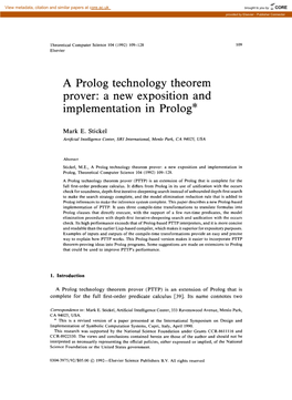 A Prolog Technology Theorem Prover: a New Exposition and Implementation in Prolog*