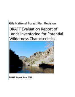 DRAFT Evaluation Report of Lands Inventoried for Potential Wilderness Characteristics