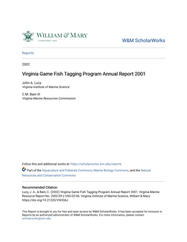 Virginia Game Fish Tagging Program Annual Report 2001