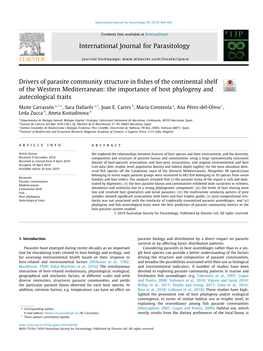 Drivers of Parasite Community Structure in Fishes of the Continental