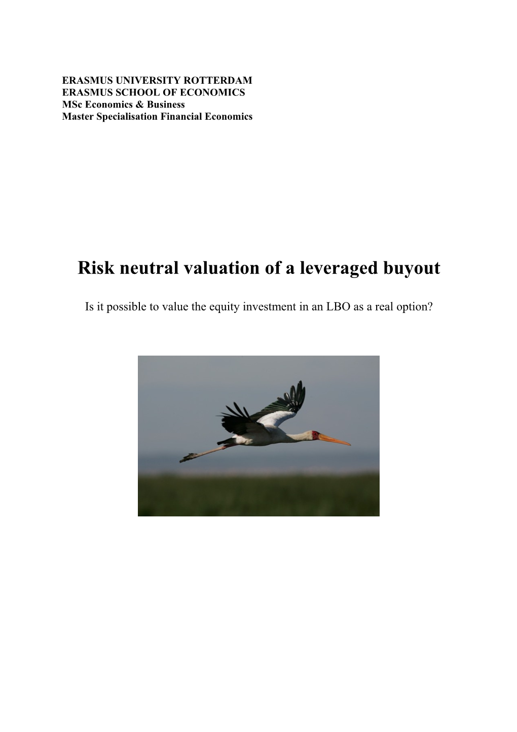 Risk Neutral Valuation of a Leveraged Buyout