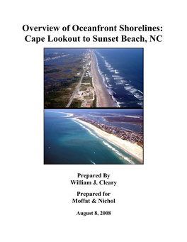 Overview of Oceanfront Shorelines: Cape Lookout to Sunset Beach, NC