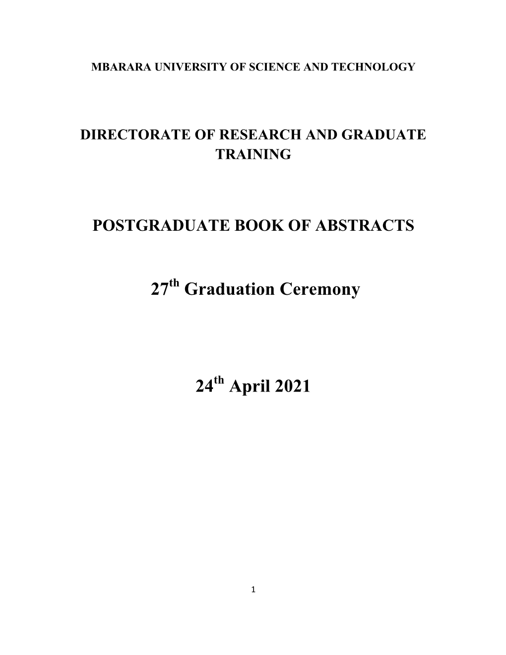 Postgraduate Graduation Book of Abstracts