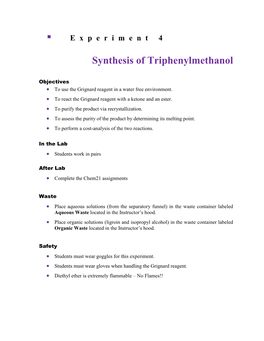 Synthesis of Triphenylmethanol