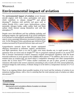 Environmental Impact of Aviation - Wikipedia 6/8/20, 10�04 AM