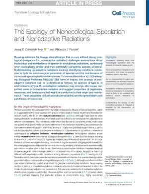 The Ecology of Nonecological Speciation and Nonadaptive Radiations