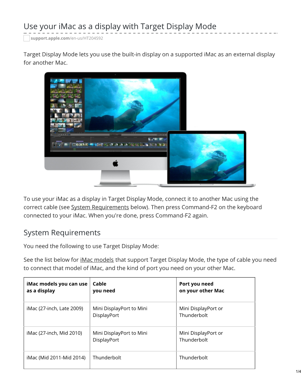 Use Your Imac As a Display with Target Display Mode