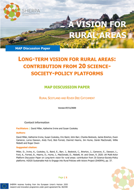 A Vision for Rural Areas for 2040, Responses to Such Questions Are Required to Enable Coordinated and Aligned Efforts for Its Realisation