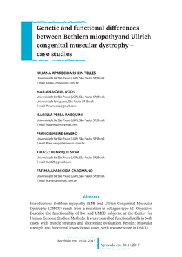 Genetic and Functional Differences Between Bethlem Miopathyand Ullrich Congenital Muscular Dystrophy – Case Studies