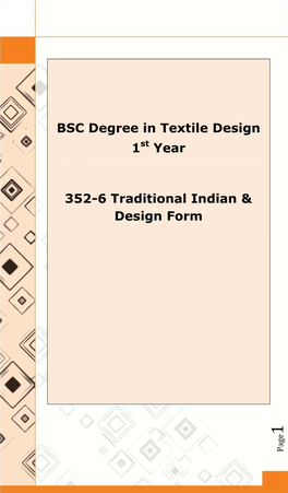 BSC Degree in Textile Design 1St Year 352-6 Traditional Indian