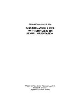 Discrimination Laws with Emphasis on Sexual Orientation