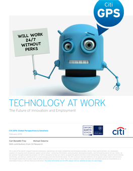 TECHNOLOGY at WORK the Future of Innovation and Employment