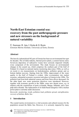 North-East Estonian Coastal Sea: Recovery from the Past Anthropogenic Pressure and New Stressors on the Background of Natural Variability