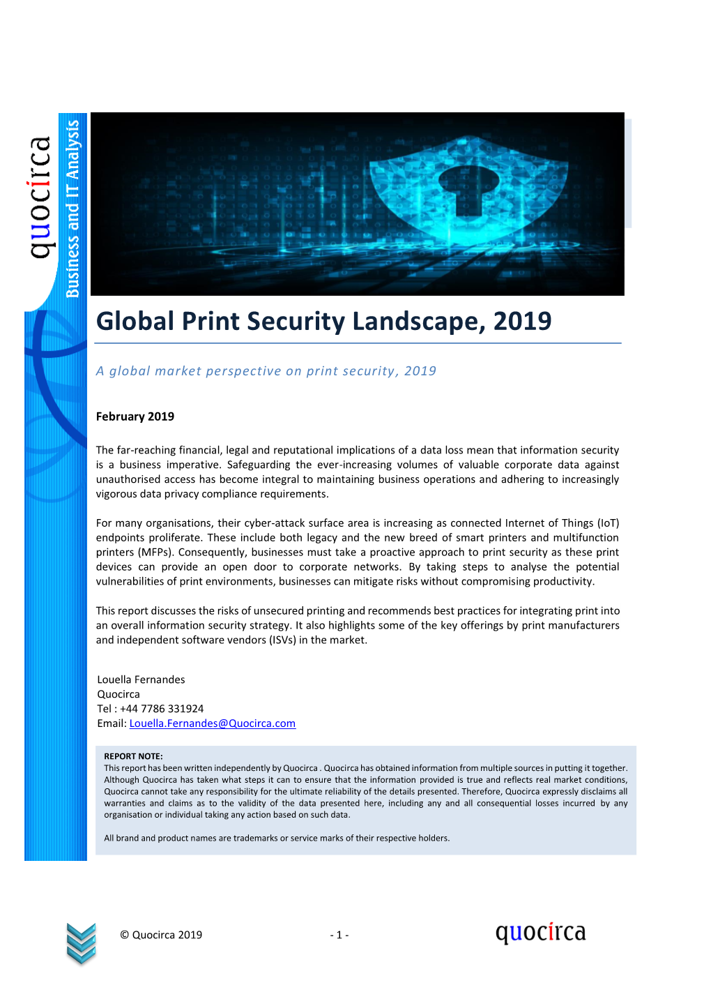 Global Print Security Landscape, 2019