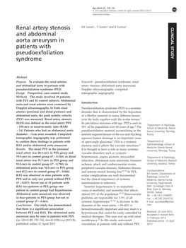 Renal Artery Stenosis and Abdominal Aorta Aneurysm in Patients With