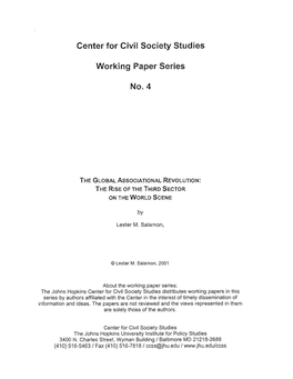Center for Civil Society Studies Working Paper Series No.4