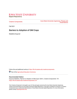 Barriers to Adoption of GM Crops