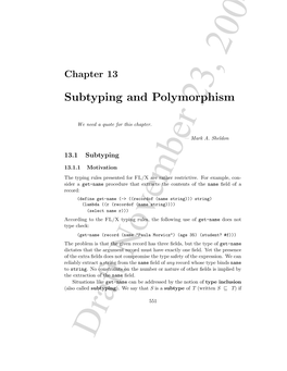 Subtyping and Polymorphism