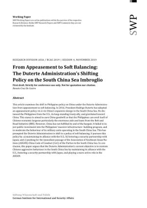 The Duterte Administration's Shifting Policy on the South China Sea