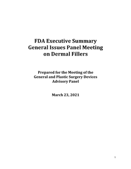 FDA Executive Summary General Issues Panel Meeting on Dermal Fillers