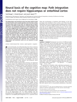 Path Integration Does Not Require Hippocampus Or Entorhinal Cortex