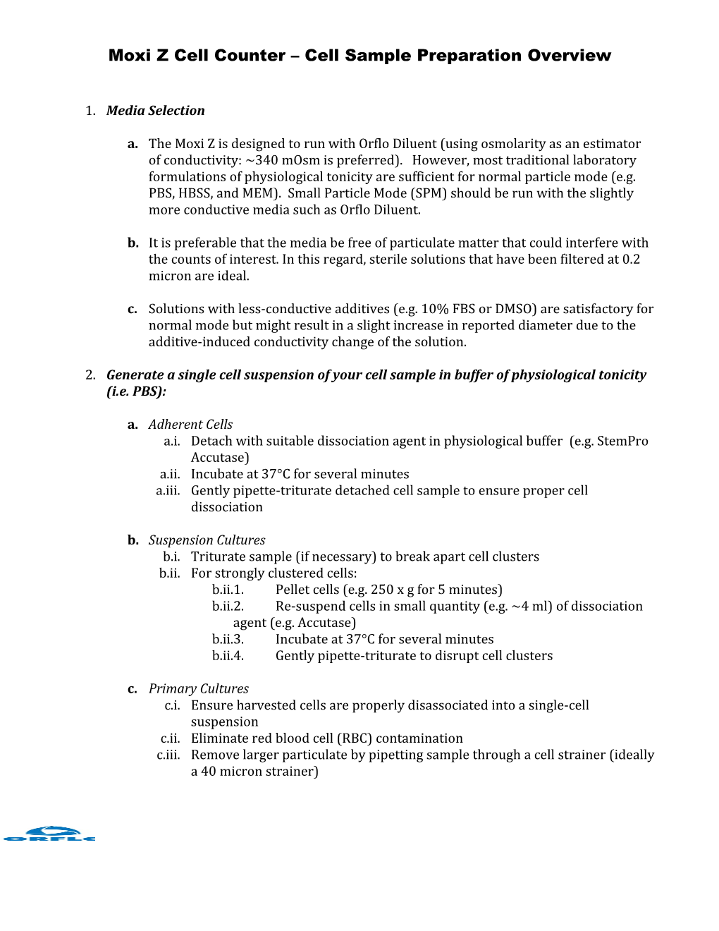 Moxi Z Cell Counter Cell Sample Preparation Overview