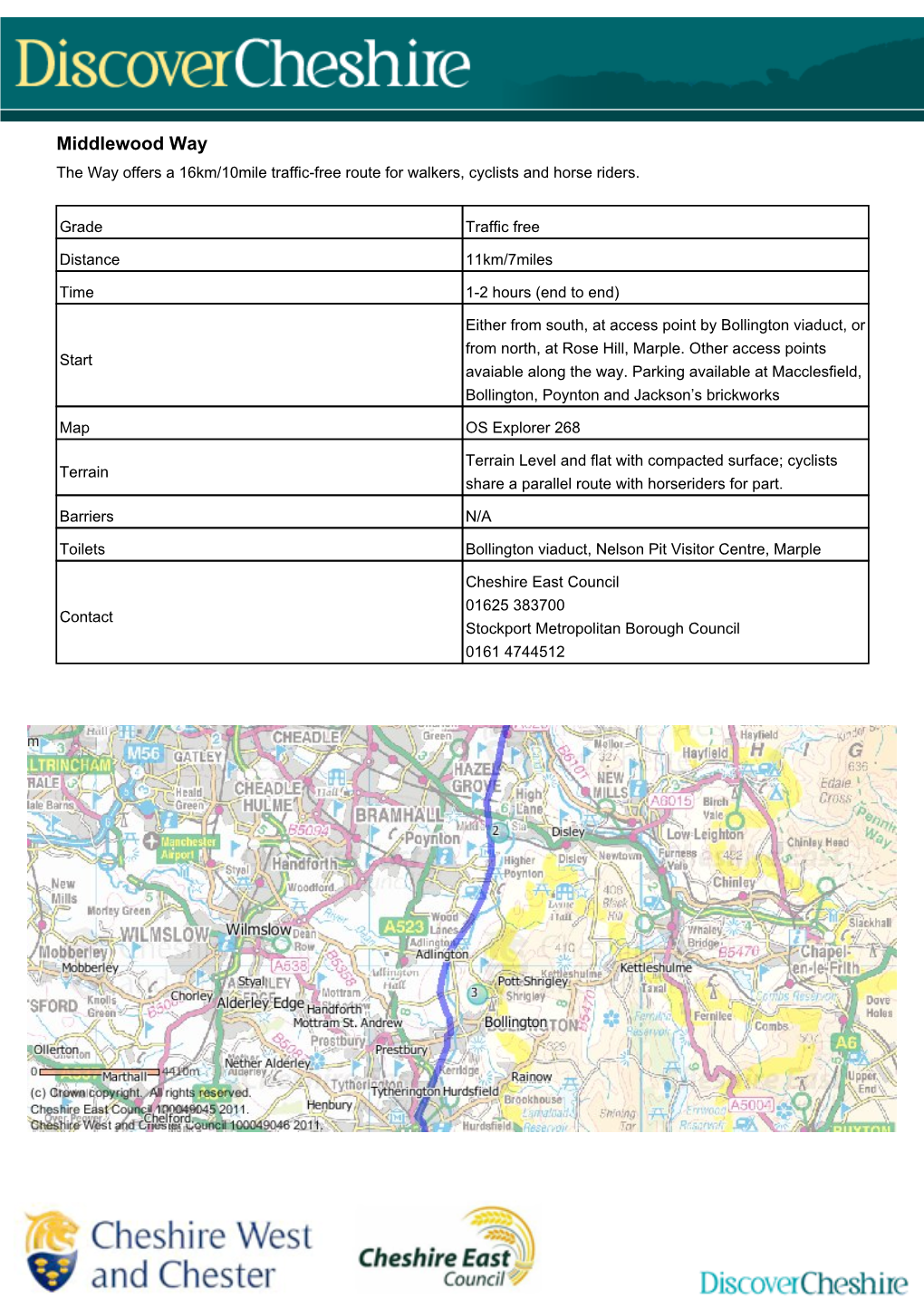 Middlewood Way the Way Offers a 16Km/10Mile Traffic-Free Route for Walkers, Cyclists and Horse Riders