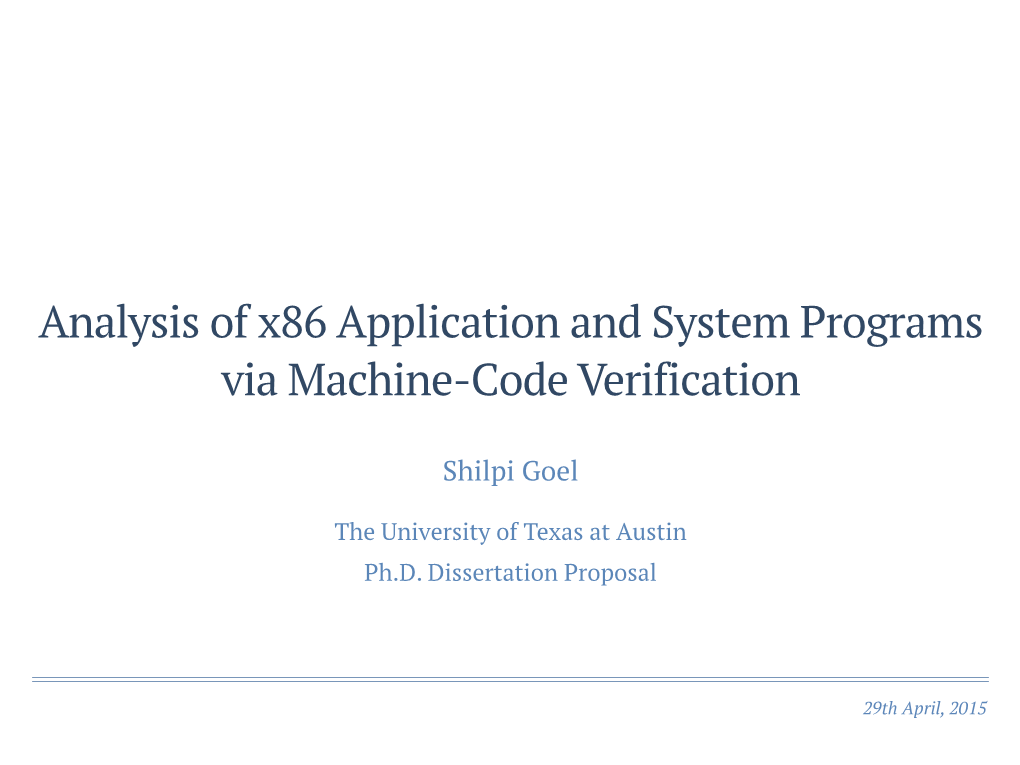 Analysis of X86 Application and System Programs Via Machine-Code Verification