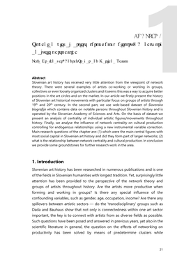 CHAPTER 1 Slovenian Visual Artists Throughout History: a Network Analysis Perspective