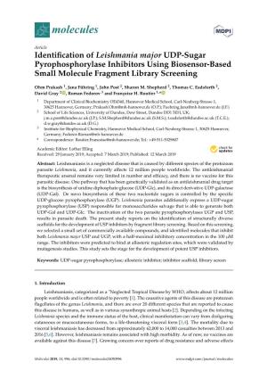 Identification of Leishmania Major UDP-Sugar Pyrophosphorylase