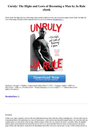 Unruly: the Highs and Lows of Becoming a Man by Ja Rule Ebook