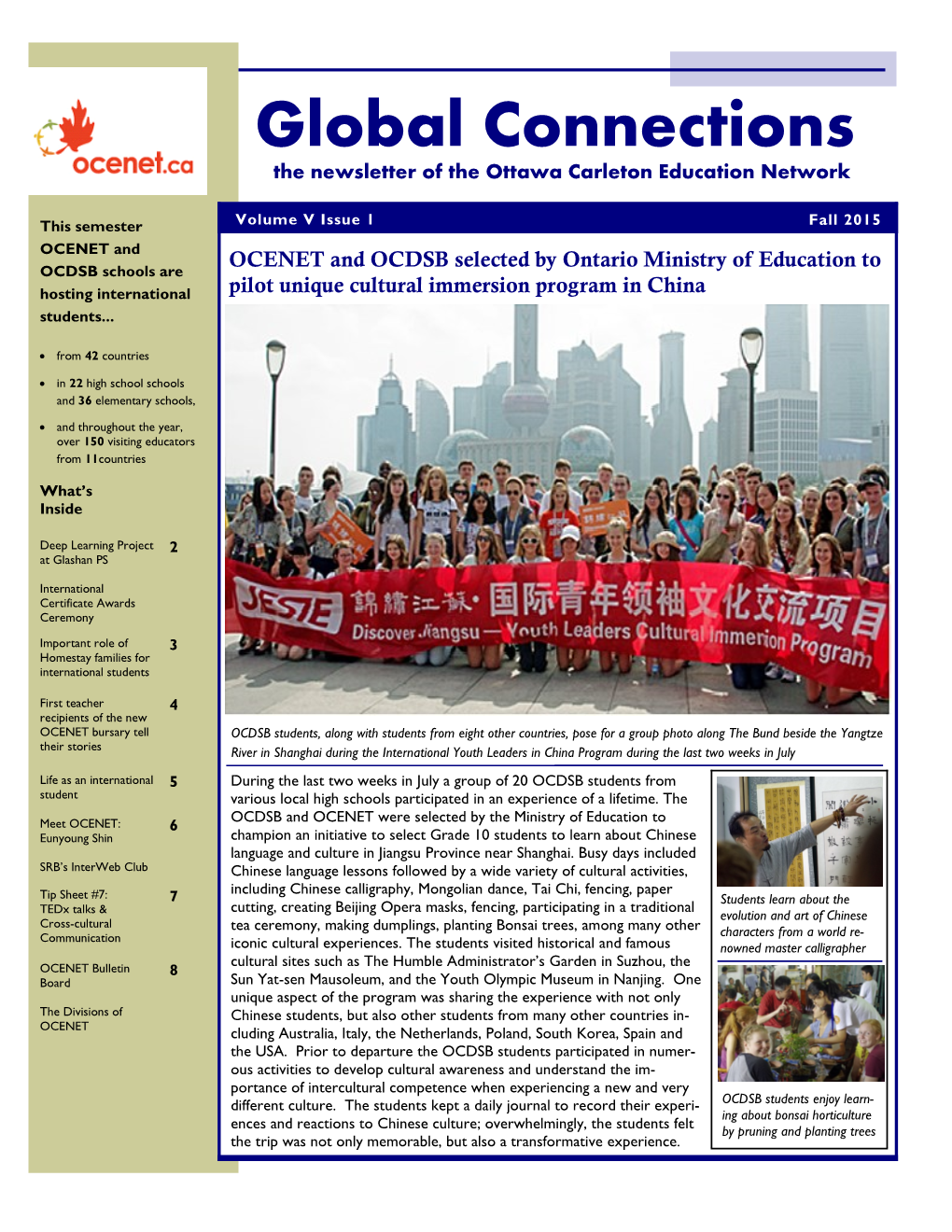 Global Connections the Newsletter of the Ottawa Carleton Education Network