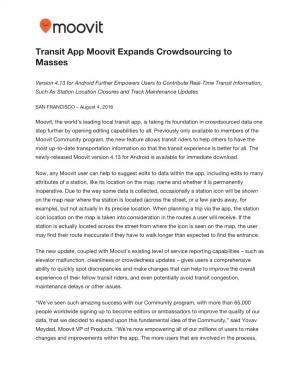Transit App Moovit Expands Crowdsourcing to Masses