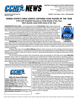 2002-03 CCHA Award Winners