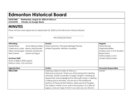 Edmonton Historical Board Approved Minutes