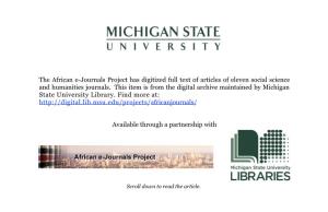 The African E-Journals Project Has Digitized Full Text of Articles of Eleven Social Science and Humanities Journals. This