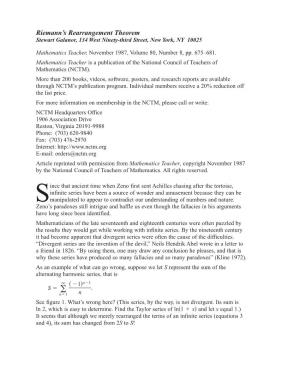 Riemann's Rearrangement Theorem