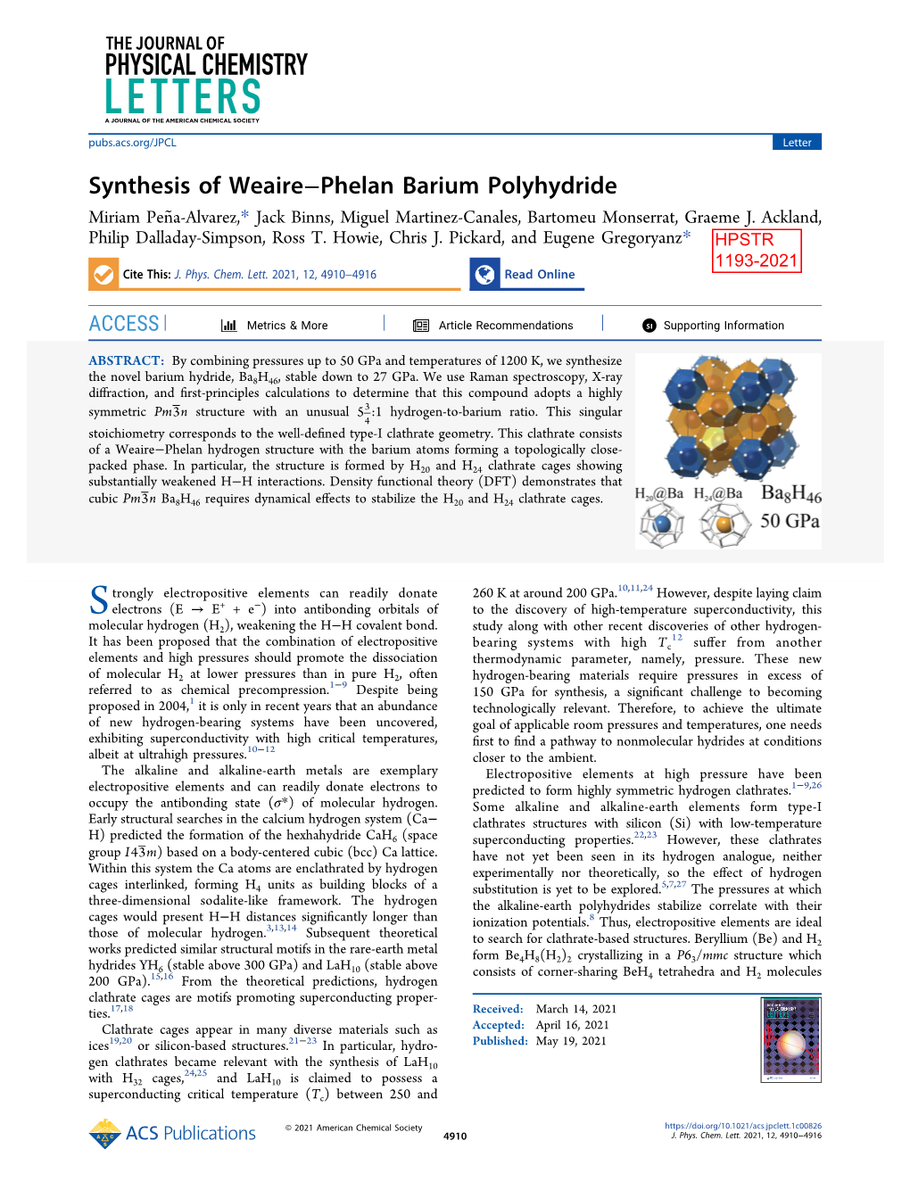 Synthesis of Weaire–Phelan Barium Polyhydride