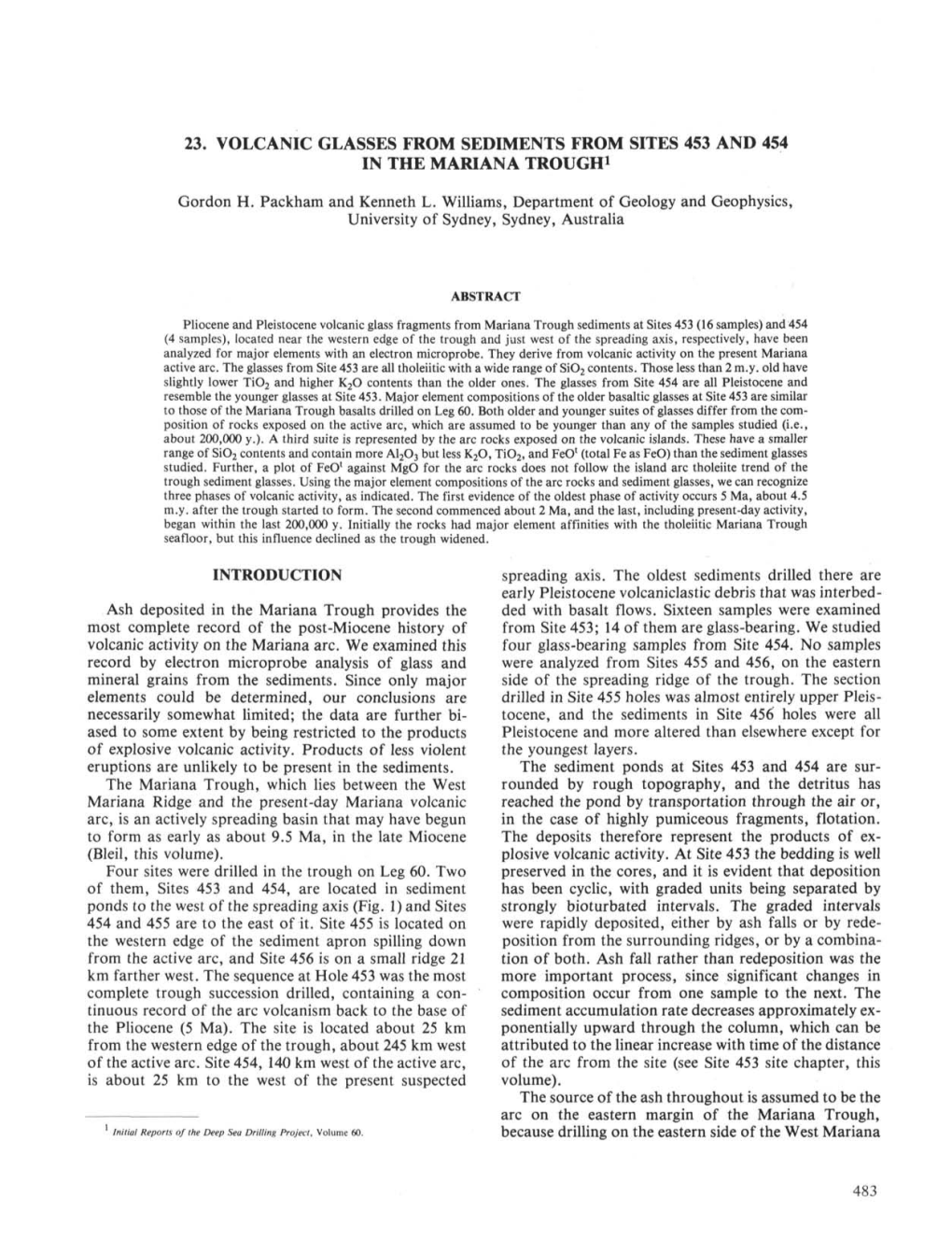 23. Volcanic Glasses from Sediments from Sites 453 and 454 in the Mariana Trough1