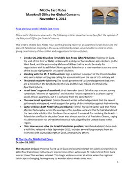 Middle East Notes November 1, 2012