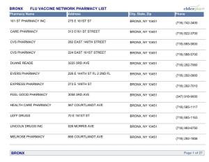 Bronx Flu Vaccine Network Pharmacy List Bronx