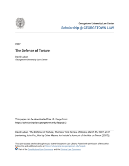 The Defense of Torture
