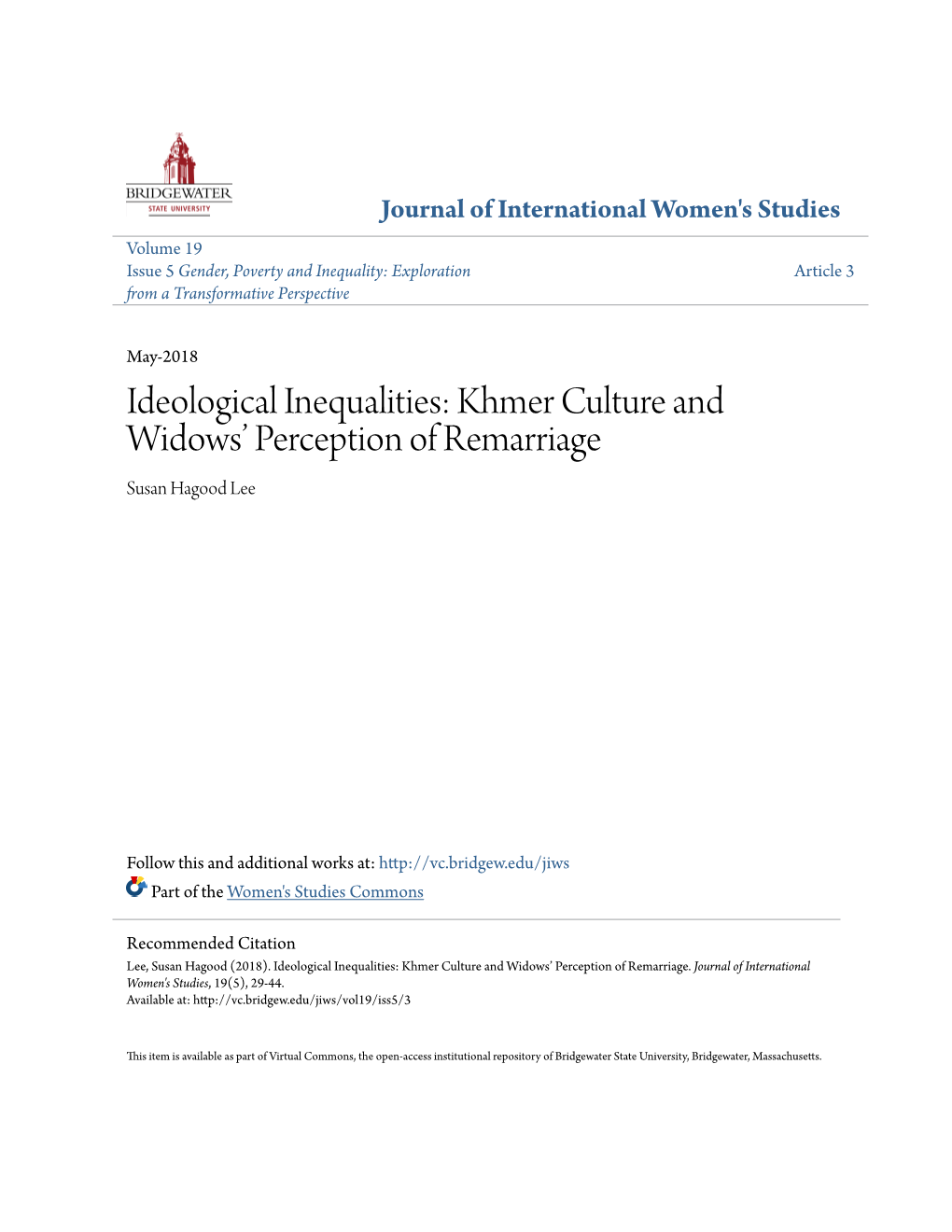 Khmer Culture and Widows' Perception of Remarriage