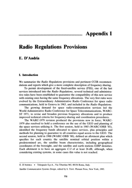 Appendix I Radio Regulations Provisions