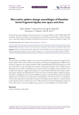 Non-Native Spiders Change Assemblages of Hawaiian Forest Fragment Kipuka Over Space and Time