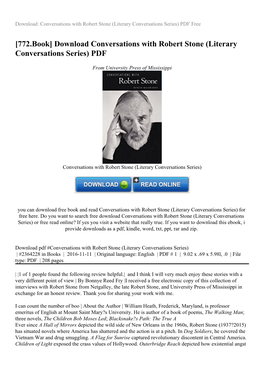 [772.Book] Download Conversations with Robert Stone (Literary Conversations Series) PDF